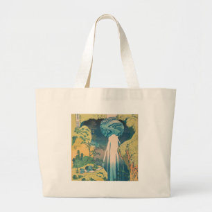 Hokusai Amida Falls Japan Waterfall Woodblock Prin Large Tote Bag