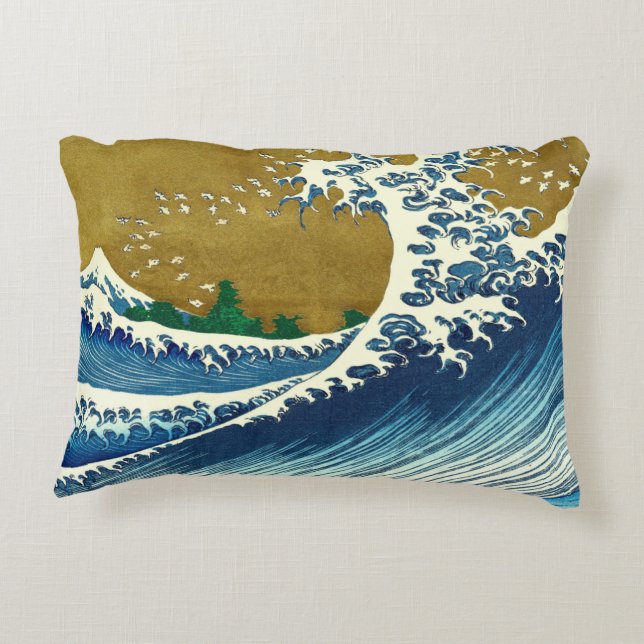 Hokusai Big Wave Japan Japanese Art Accent Pillow (Back)