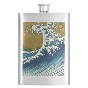 Hokusai Big Wave Japan Japanese Art Hip Flask
