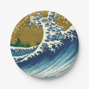 Hokusai Big Wave Japan Japanese Art Paper Plate