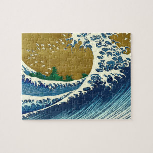 Hokusai Big Wave Japan Vintage Ocean Jigsaw Puzzle