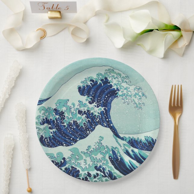 Hokusai Blue Waves Paper Plate (Wedding)