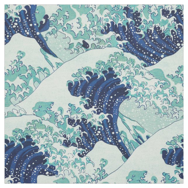 Hokusai Blue Waves Pattern Fabric (Swatch)