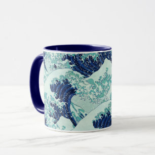 Hokusai Blue Waves Pattern Mug