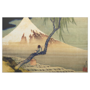 Hokusai Boy Viewing Mount Fuji Japanese Vintage Fabric