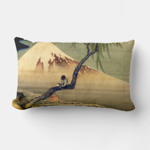 Hokusai Boy Viewing Mount Fuji Japanese Vintage Lumbar Pillow
