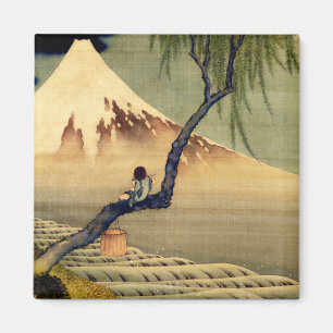 Hokusai Boy Viewing Mount Fuji Japanese Vintage Magnet