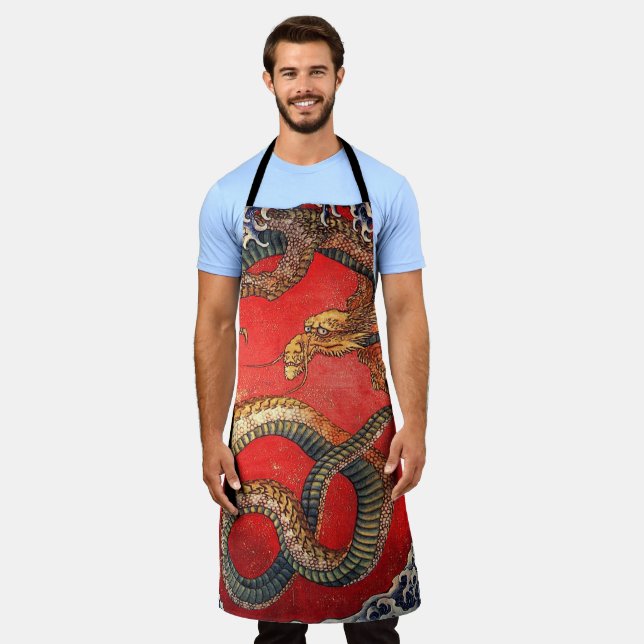 Hokusai Dragon, Japan Art Apron (Worn)