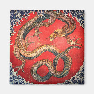 Hokusai Dragon Japanese Vintage Katsushika Hokusai Magnet