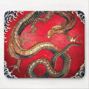 Hokusai Dragon Mouse Pad