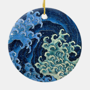 Hokusai Feminine Wave Japan Vintage Ocean Ceramic Ornament