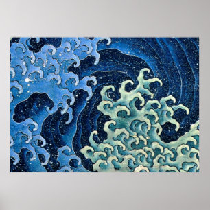 Hokusai Feminine Wave Japan Vintage Ocean Poster