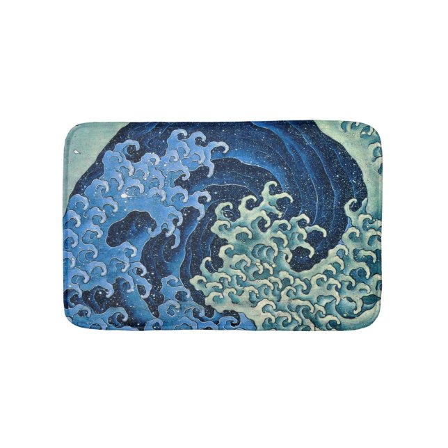 Hokusai Feminine Wave Vintage Ocean  Bath Mat (Front)