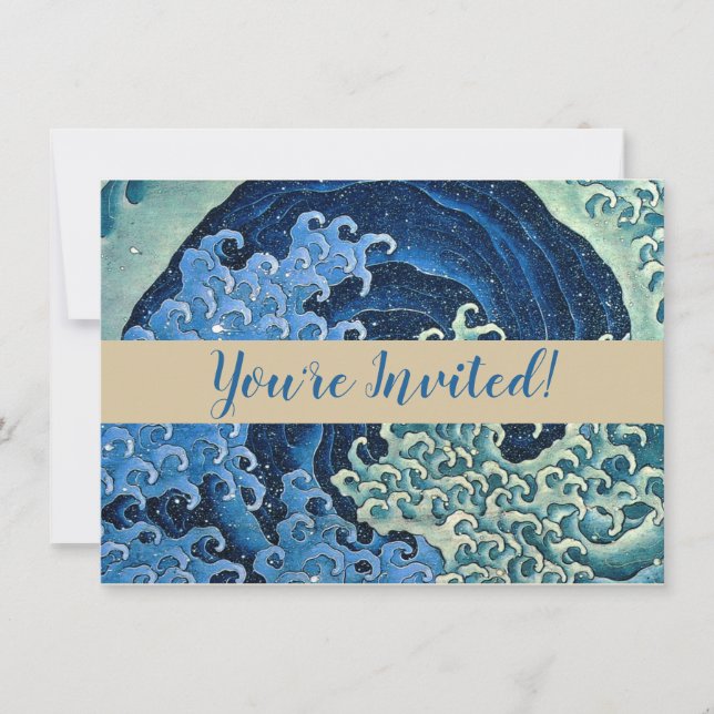 Hokusai Feminine Wave Vintage Ocean  Invitation (Front)