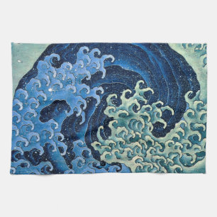 Hokusai Feminine Wave Vintage Ocean  Kitchen Towel