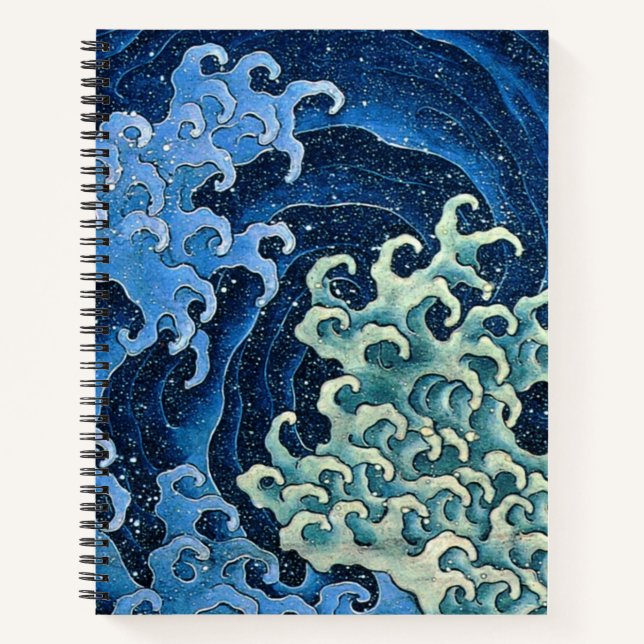 Hokusai Feminine Wave Vintage Ocean  Notebook (Front)