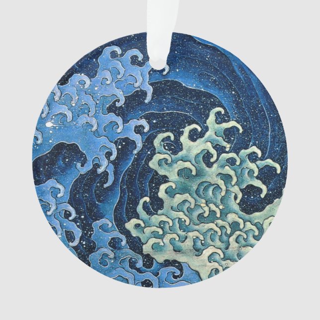 Hokusai Feminine Wave Vintage Ocean  Ornament (Front)