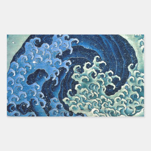 Hokusai Feminine Wave Vintage Ocean Sticker