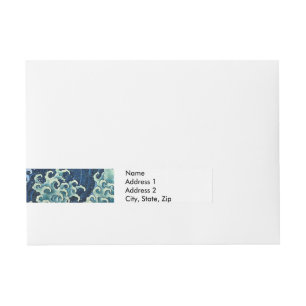 Hokusai Feminine Wave Vintage Ocean  Wraparound Address Label
