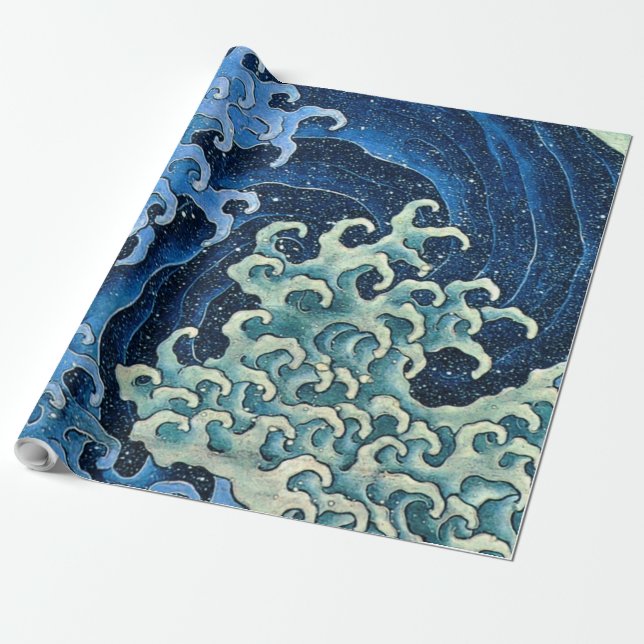 Hokusai Feminine Wave Vintage Ocean  Wrapping Paper (Unrolled)