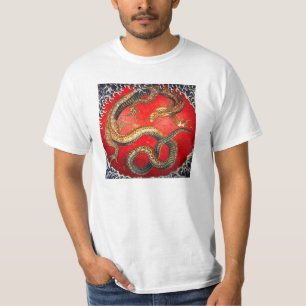 Hokusai Gold Japanese Dragon T-shirt