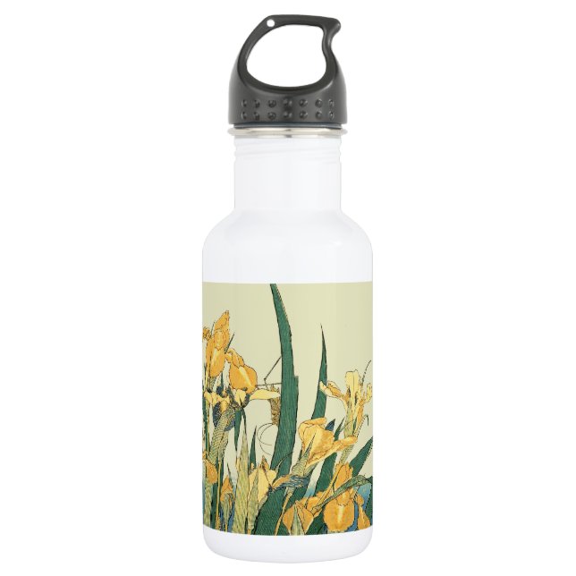 Hokusai grasshopper and iris Japan 532 Ml Water Bottle (Front)