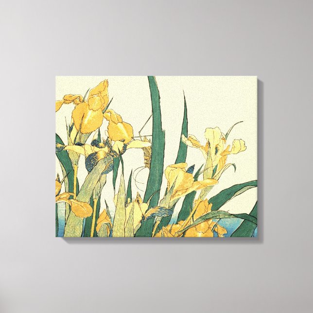 Hokusai grasshopper and iris Japan Canvas Print (Front)