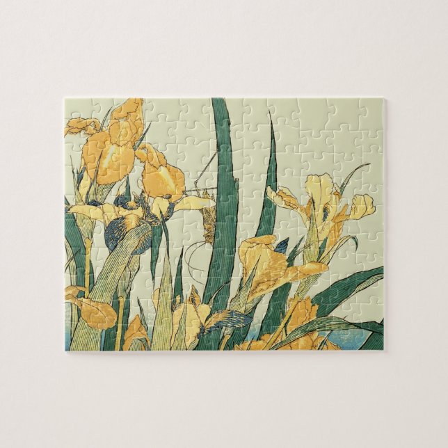Hokusai grasshopper and iris Japan Jigsaw Puzzle (Horizontal)