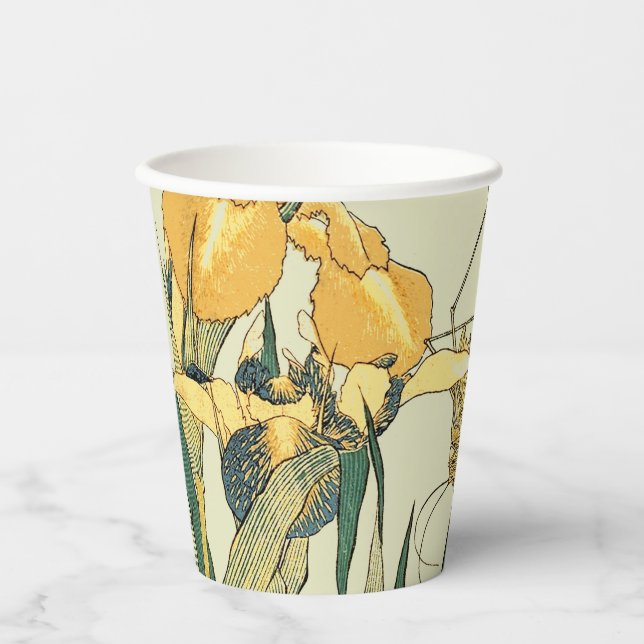 Hokusai grasshopper and iris Japan Paper Cups (Front)