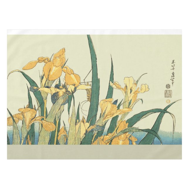 Hokusai grasshopper and iris Japan Tablecloth (Front (Horizontal))