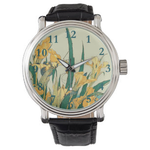 Hokusai grasshopper and iris Japan Watch