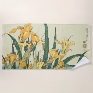 Hokusai Grasshopper Iris Vintage Print: Japanese Beach Towel