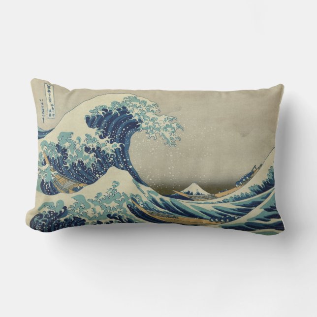 Hokusai: Great Wave Off Kanagawa Lumbar Pillow (Front)