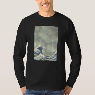Hokusai Great Wave On Grunge Clouds T-Shirt