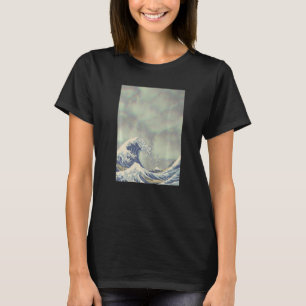Hokusai Great Wave On Grunge Clouds   T-Shirt