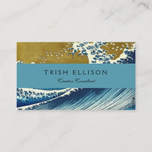 Hokusai Great Wave Pattern: Japanese Ukiyo-e Art Business Card