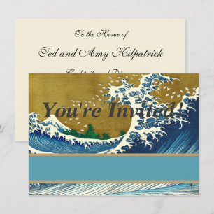 Hokusai Great Wave Pattern: Japanese Ukiyo-e Art Invitation
