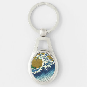 Hokusai Great Wave Pattern: Japanese Ukiyo-e Art Keychain