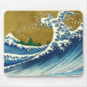 Hokusai Great Wave Pattern: Japanese Ukiyo-e Art Mouse Pad