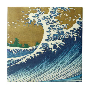 Hokusai Great Wave Pattern: Japanese Ukiyo-e Art Tile