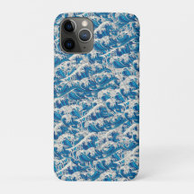 Hokusai Great Wave Pattern Nautical Blue Ocean