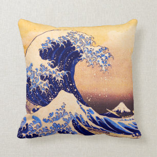 Hokusai great wave throw pillow