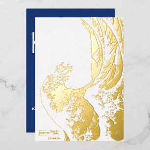 Hokusai - Happy New Year / The Great Wave Foil Holiday Card