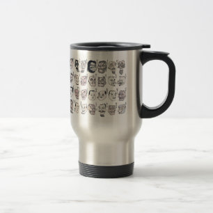 Hokusai , Image of faces from the Hokusai manga Travel Mug