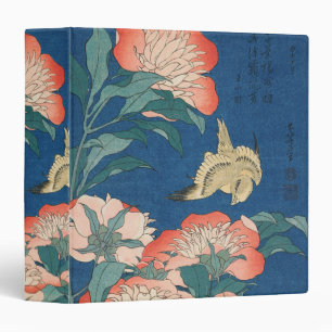 Hokusai Japanese Art Peonies and Canary Bird Binder