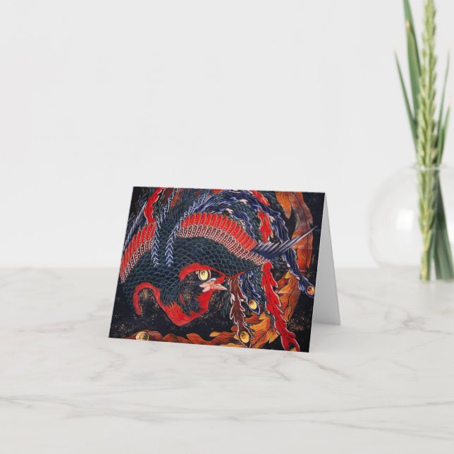 Hokusai Japanese Phoenix Greeting Card (Front)