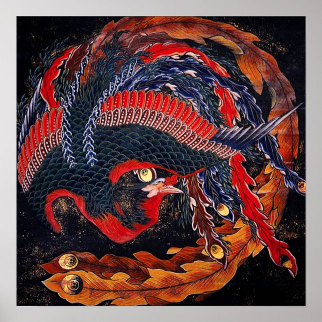 Hokusai Japanese Phoenix Poster (Front)