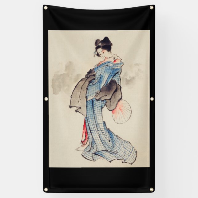HOKUSAI JAPANESE PRINT BANNER WITH GROMMETS (Vertical)