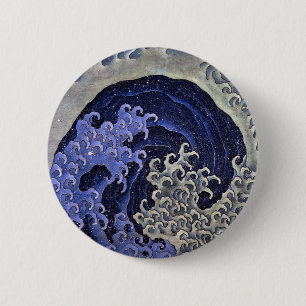 Hokusai KATSUSHIKA, Feminine-wave 2 Inch Round Button