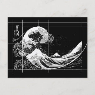 Hokusai Meets Fibonacci, Black and White Card